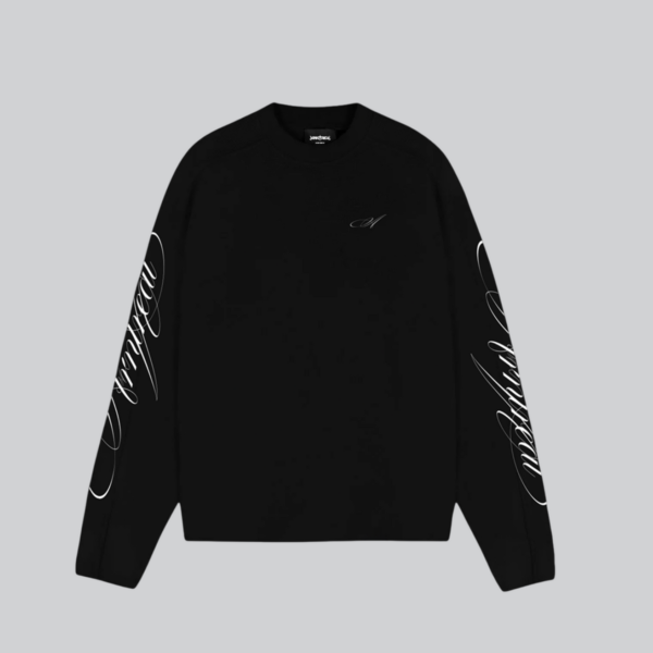 Script Longsleeve Waffle Black