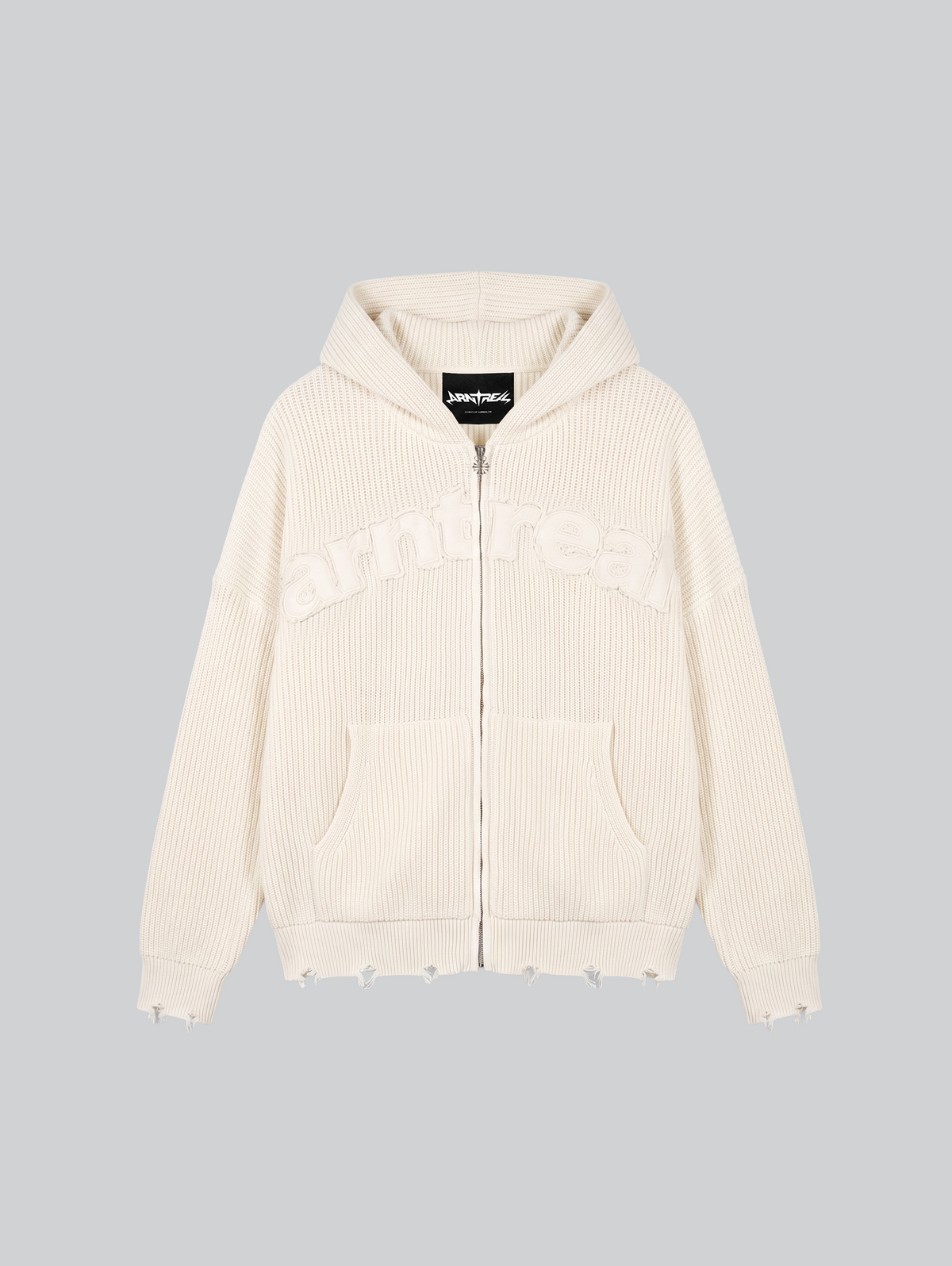 Beige Knit Zipper Patch