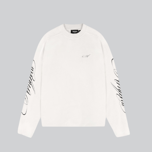 Script Longsleeve Waffle White